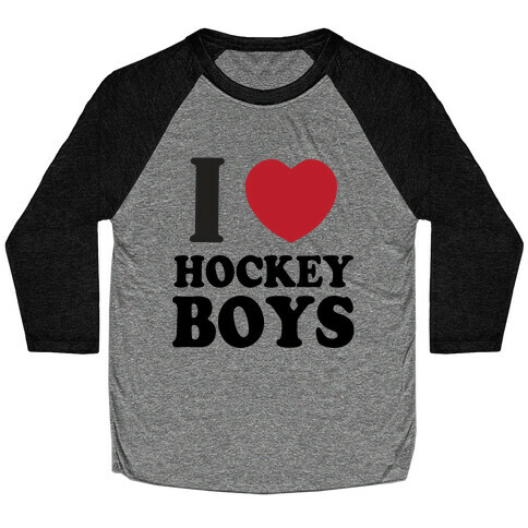 I Love Hockey Boys Baseball Tee