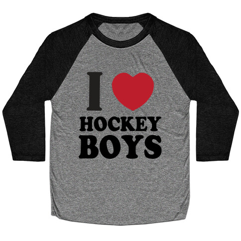 I Love Hockey Boys Baseball Tee