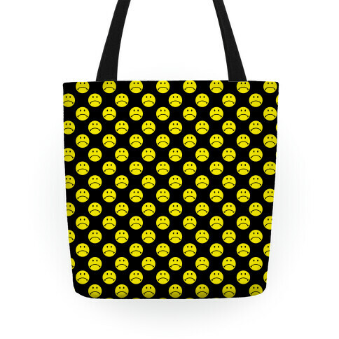 Sad Smiley Face Pattern Tote