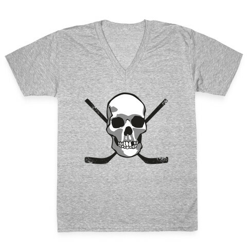 Hockey Skull V-Neck Tee Shirt