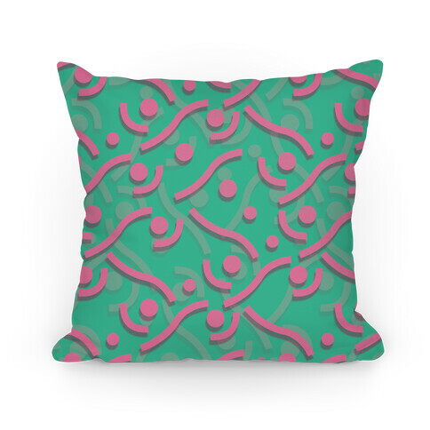 Teal And Pink 90's Pattern Pillow