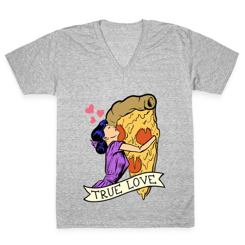 True Love Comics and Pizza V-Neck Tee Shirt