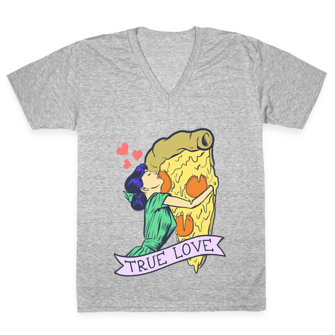 True Love Comics and Pizza V-Neck Tee Shirt