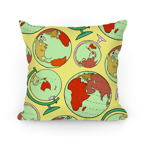 Wanderlust World Globe Pattern Pillow