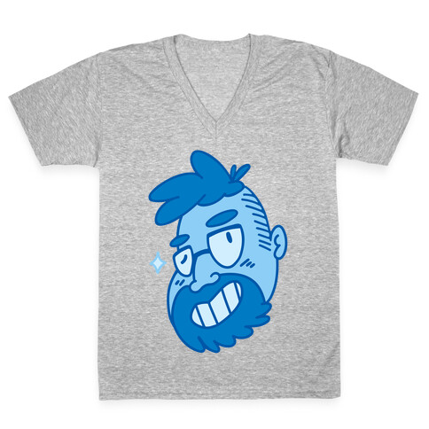 Cute Scruffy Dude (Blue) V-Neck Tee Shirt