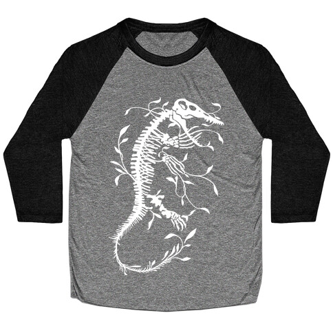 Floral Dinosaur Mosasaur Baseball Tee