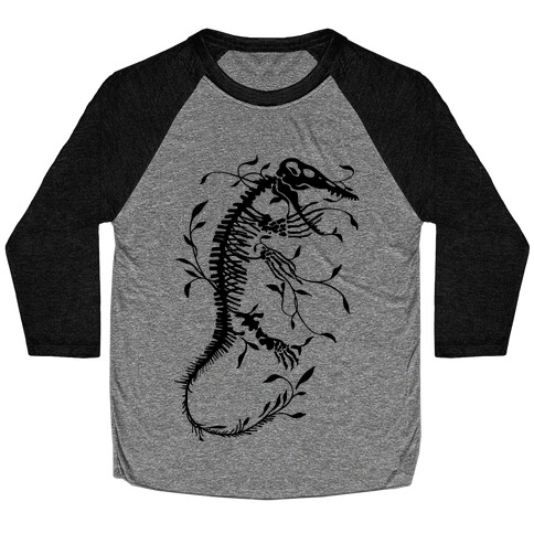 Floral Dinosaur Mosasaur Baseball Tee