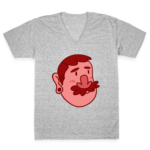 Cute Scruffy Dude (Red) V-Neck Tee Shirt