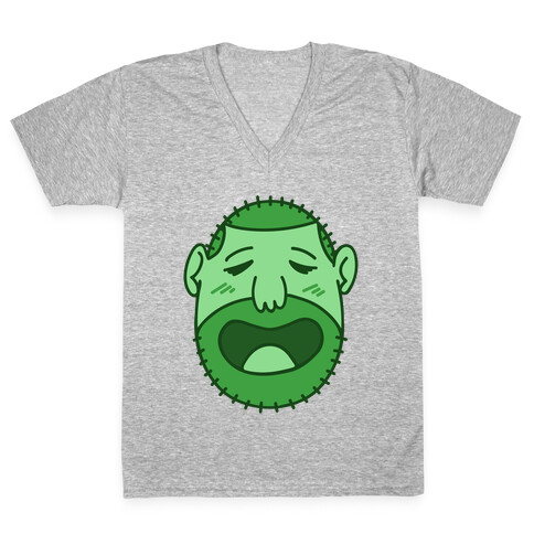 Cute Scruffy Dude (Green) V-Neck Tee Shirt