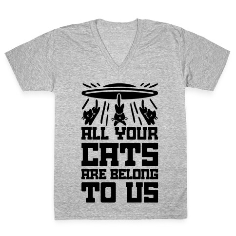 All Your Cats Are Belong To Us V-Neck Tee Shirt