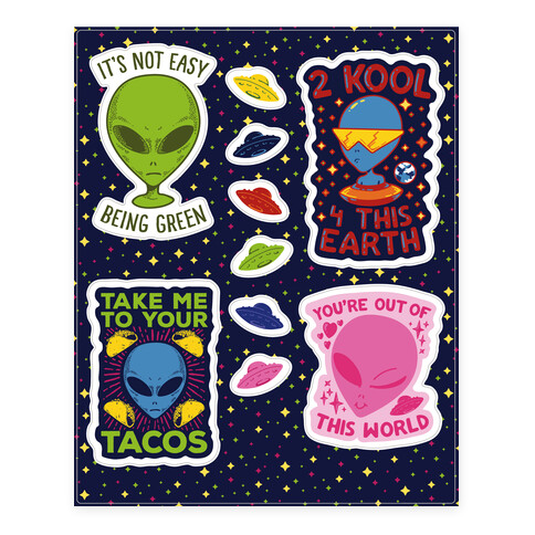 Cool Alien  Stickers and Decal Sheet