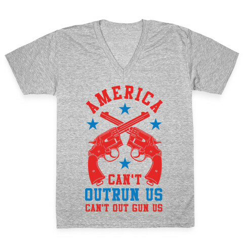 America Can't Outrun Us Can't Outgun Us V-Neck Tee Shirt