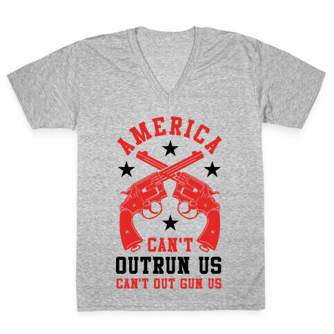America Can't Outrun Us Can't Outgun Us V-Neck Tee Shirt