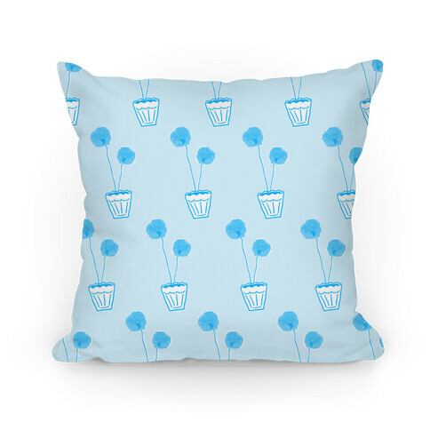 Blue Poppy Pattern Pillow