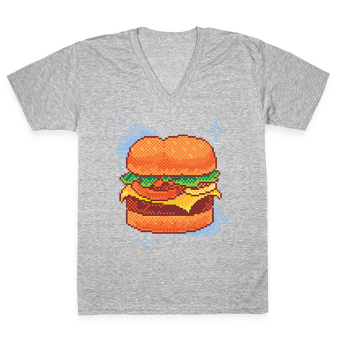 Pixel Burger V-Neck Tee Shirt