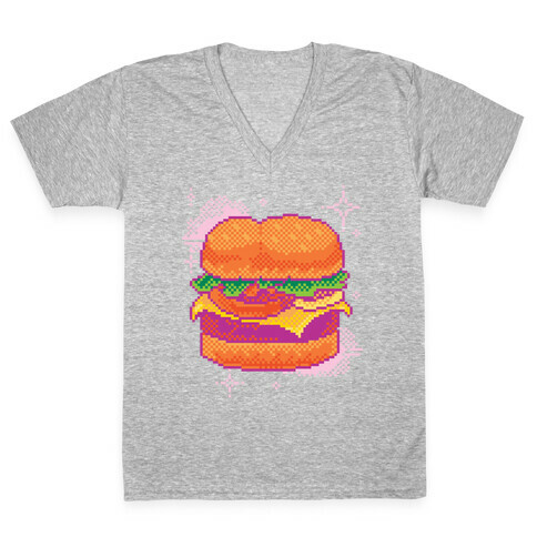 Pixel Burger V-Neck Tee Shirt