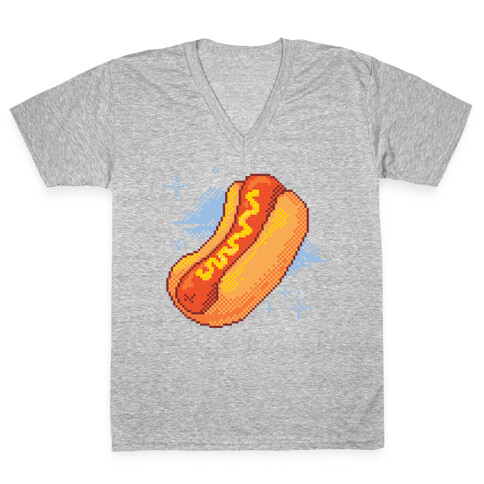 Pixel Hotdog V-Neck Tee Shirt