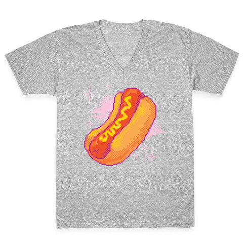 Pixel Hotdog V-Neck Tee Shirt