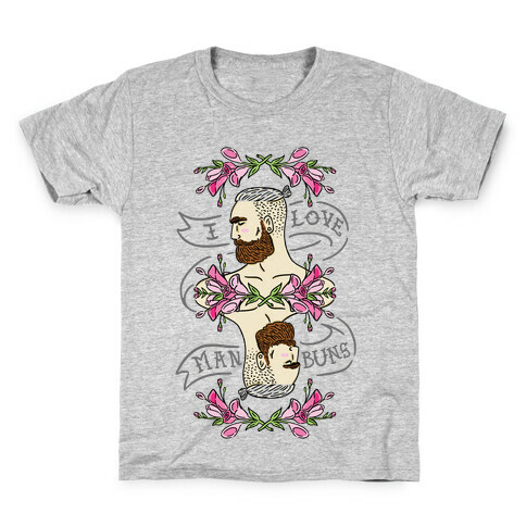 I Love Man Buns Kids T-Shirt