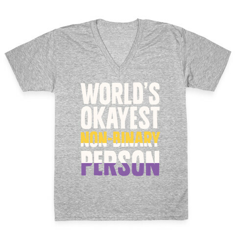 World's Okayest Non-Binary Person V-Neck Tee Shirt