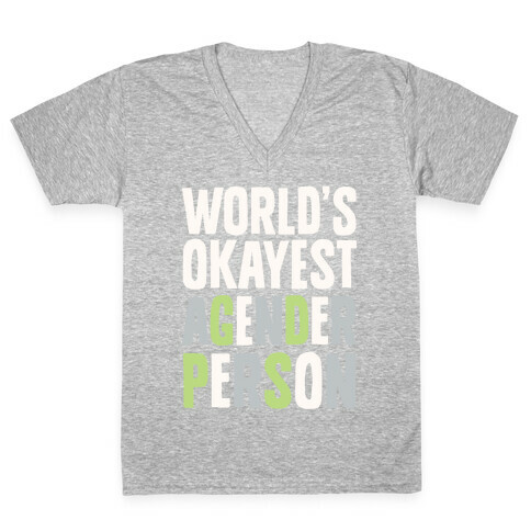 World's Okayest Agender Person V-Neck Tee Shirt
