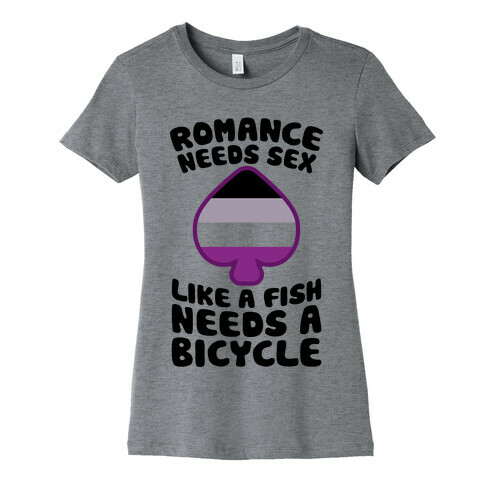 Romance Needs Sex Like A Fish Needs A Bicycle Womens T-Shirt