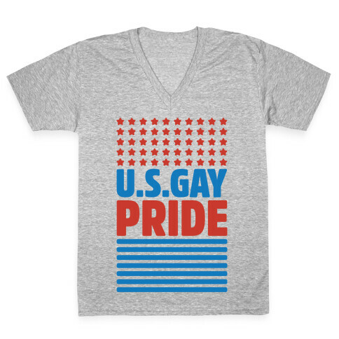 USA Gay Pride V-Neck Tee Shirt