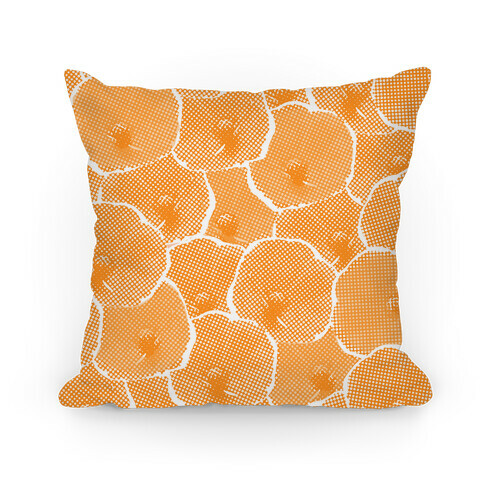 Yellow Poppy Flower Pattern Pillow