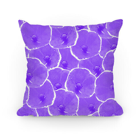 Purple Poppy Flower Pattern Pillow