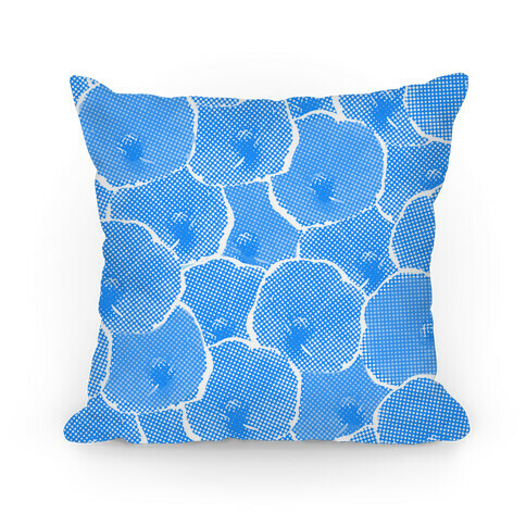 Blue Poppy Flower Pattern Pillow