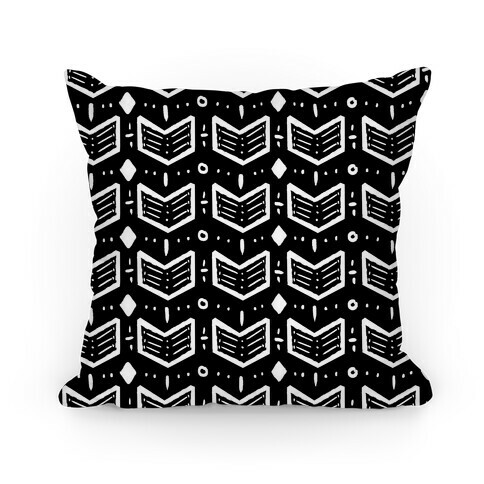 Black and White Tribal Doodle Pattern Pillow