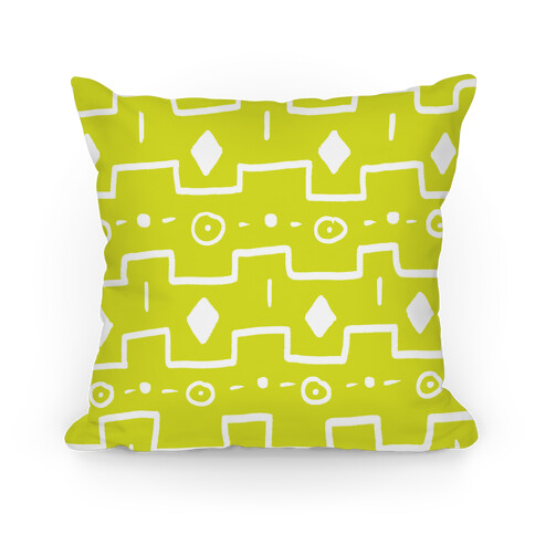 Yellow Green Tribal Doodle Pattern Pillow