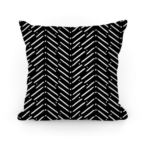 Black and White Tribal Doodle Pattern Pillow