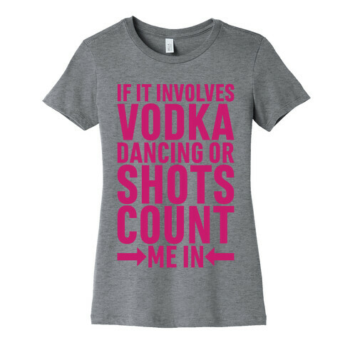 If It Involves Vodka Count Me In Womens T-Shirt