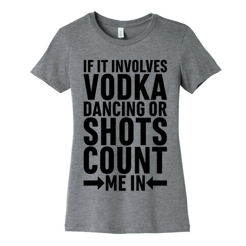 If It Involves Vodka Count Me In Womens T-Shirt