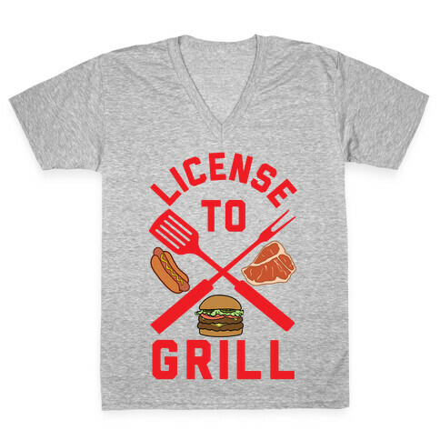 License To Grill V-Neck Tee Shirt