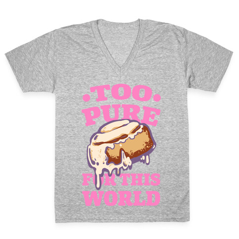 Cinnamon Roll: Too Pure for This World V-Neck Tee Shirt