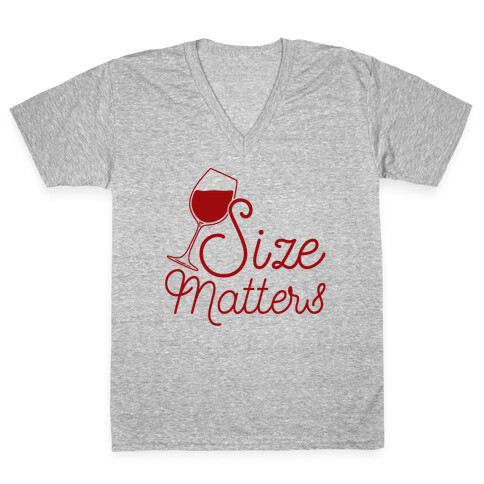 Size Matters (Wine) V-Neck Tee Shirt