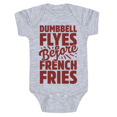 Dumbbell Flyes Before French Fries Baby One-Piece