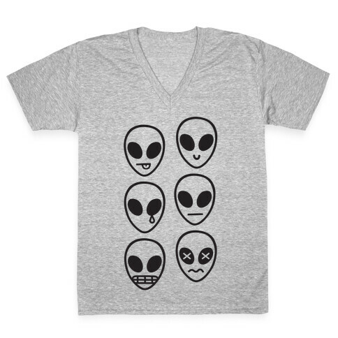 Alien Emojis V-Neck Tee Shirt