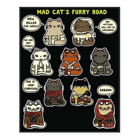 Mad Cats Furry Road  Stickers and Decal Sheet