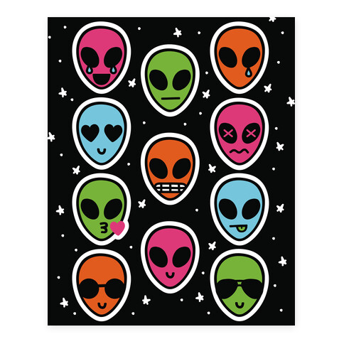 Rainbow Alien Emoji  Stickers and Decal Sheet