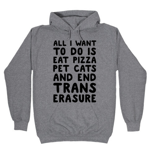 All I Want To Do Is Eat Pizza Pet Cats And End Trans Erasure Hooded Sweatshirt