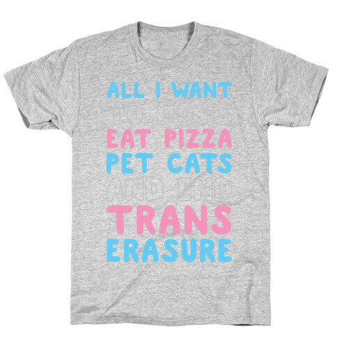 All I Want To Do Is Eat Pizza Pet Cats And End Trans Erasure T-Shirt