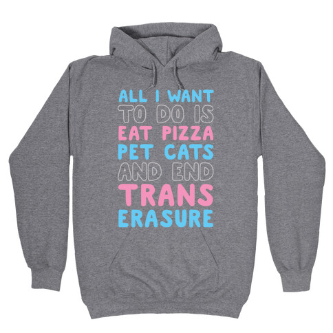 All I Want To Do Is Eat Pizza Pet Cats And End Trans Erasure Hooded Sweatshirt