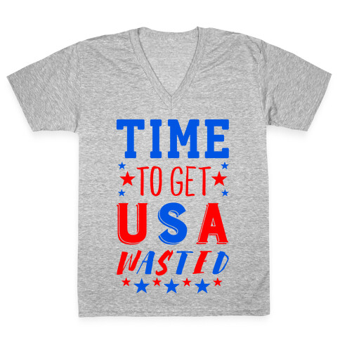 Time to Get USA Wasted V-Neck Tee Shirt