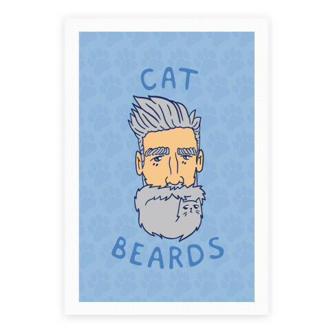 Grey Cat Beards Poster