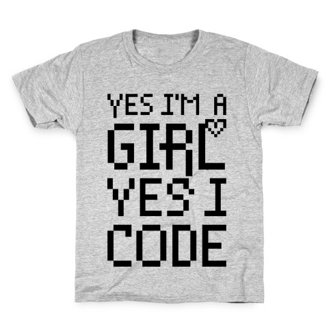 Yes I'm A Girl Yes I Code Kids T-Shirt