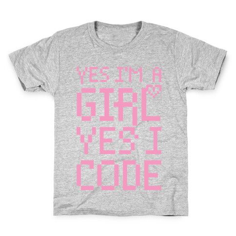 Yes I'm A Girl Yes I Code Kids T-Shirt