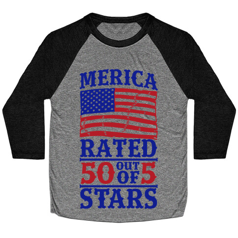 Merica: Rated 50 Out of 5 Stars Baseball Tee